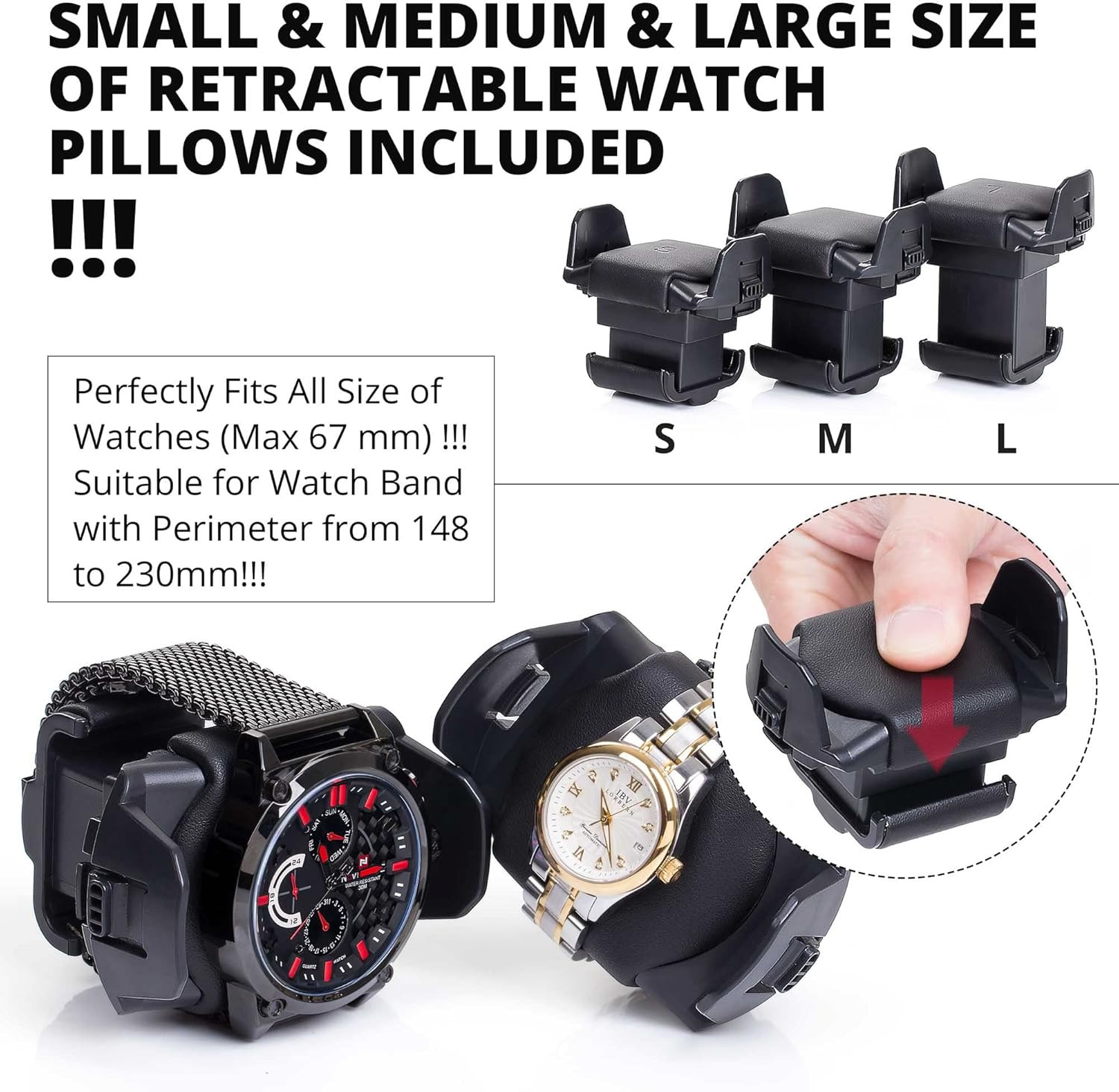 Upgraded 8-Slot Watch Winder with Adjustable Pillows and Built-In Lighting