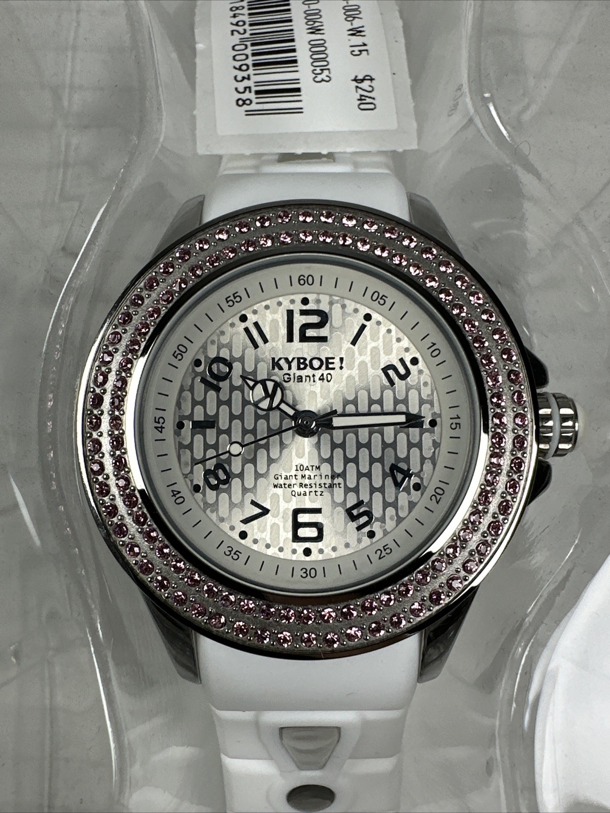 Kyboe Silicone Original Watch Giant 40 MM White Radiant Pink NEED BATTERY