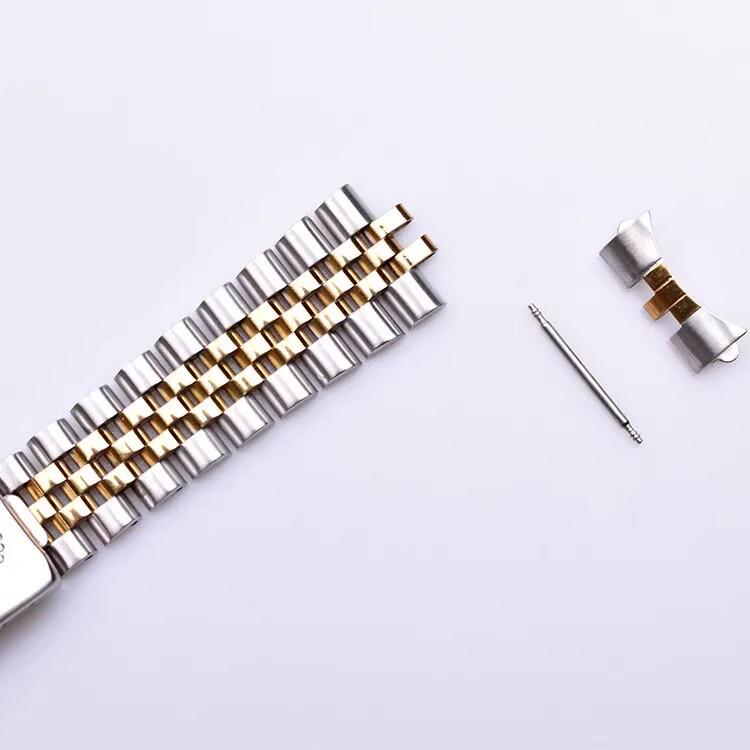 13mm 17-22mm Two Tone Jubilee Curved End Bracelet Stainless Steel Watch Band