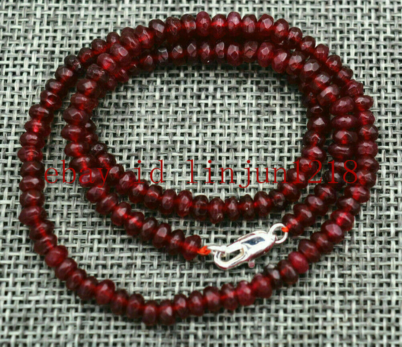 GENUINE NATURAL 2X4mm FACETED Dark Red Garnet GEMS BEADS NECKLACE 16-36” AA