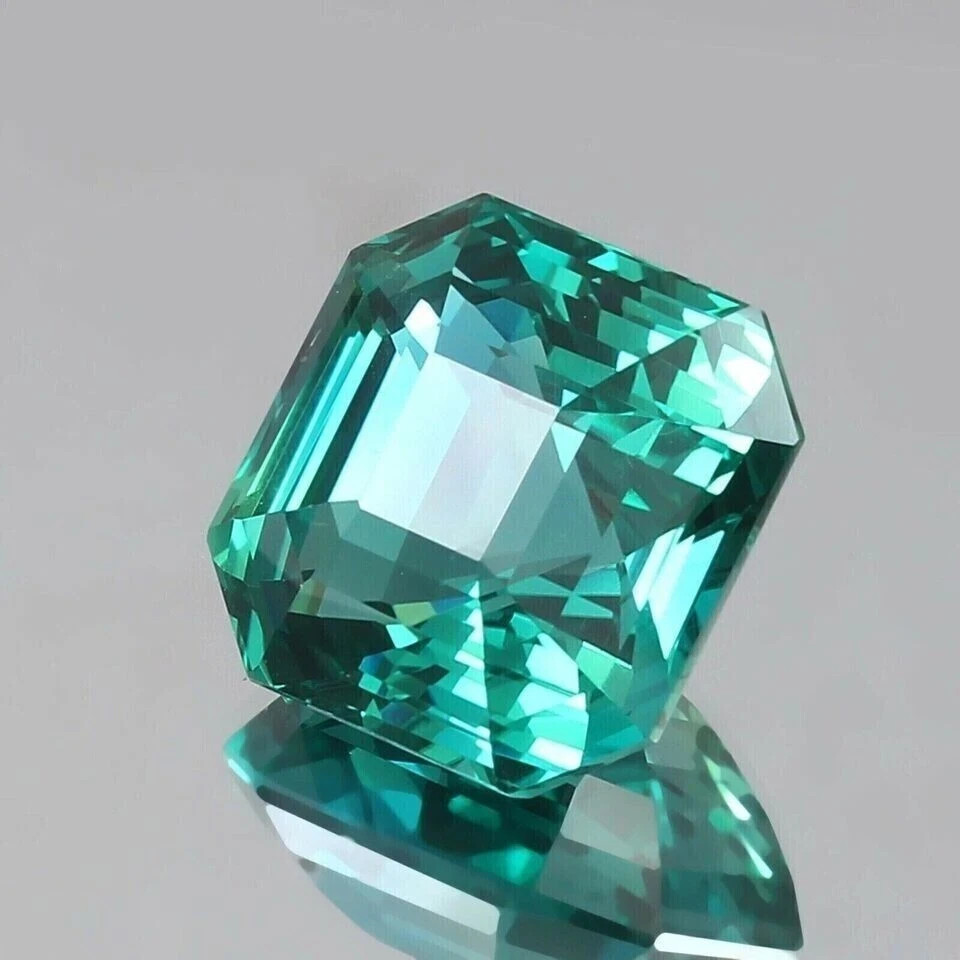 14 Ct+ Natural Green Sapphire Asscher Cut Flawless Certified Loose Gemstone