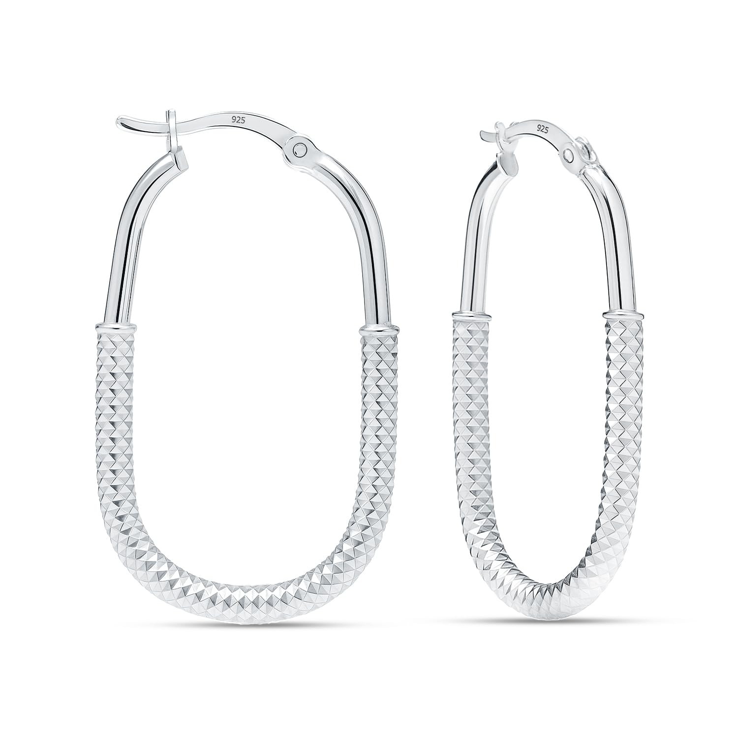LeCalla 925 Sterling Silver Jewelry Drop Hoop Earrings for Women Teen 43mm