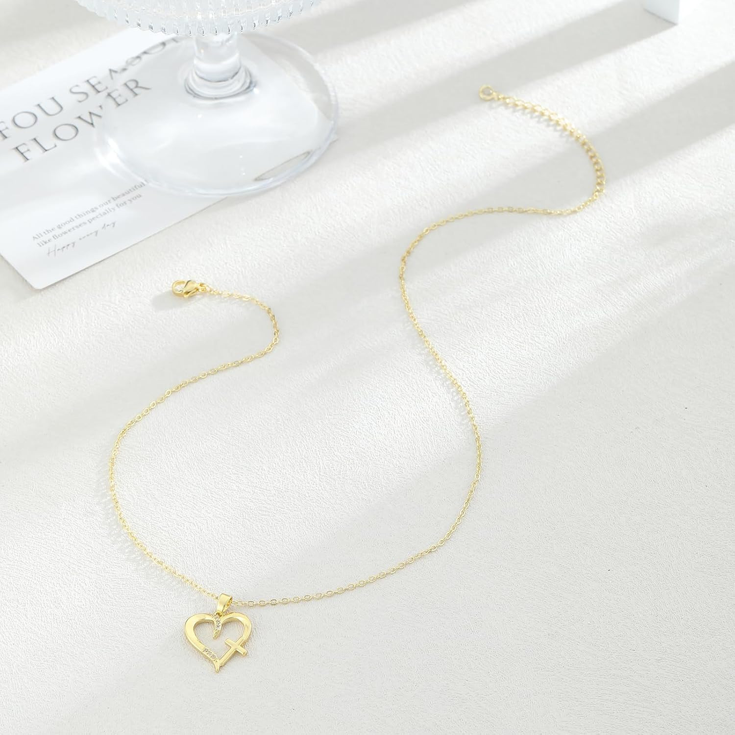 Cross Necklace for Women 14K Gold Silver Plated Necklace Layered Gold Cross Neck