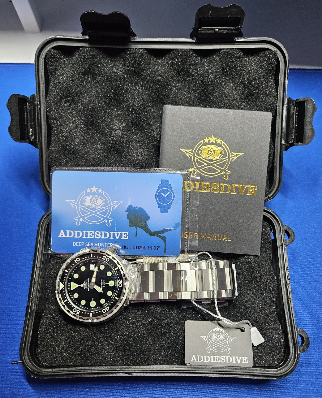 New ADDIESDIVE 300M Tuna Diver Sapphire Scuba Dive Watch Automatic Black USA