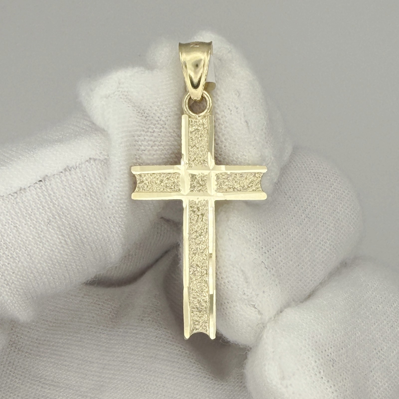 10k Yellow Gold Unisex Cross Religious Charm Pendant Jewelry Gift For Her Him