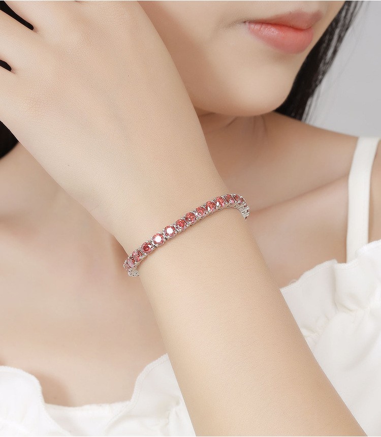 3-6.5MM Moissanite Tennis Chain Bracelet Solid 925 Sterling Silver Pass Tester