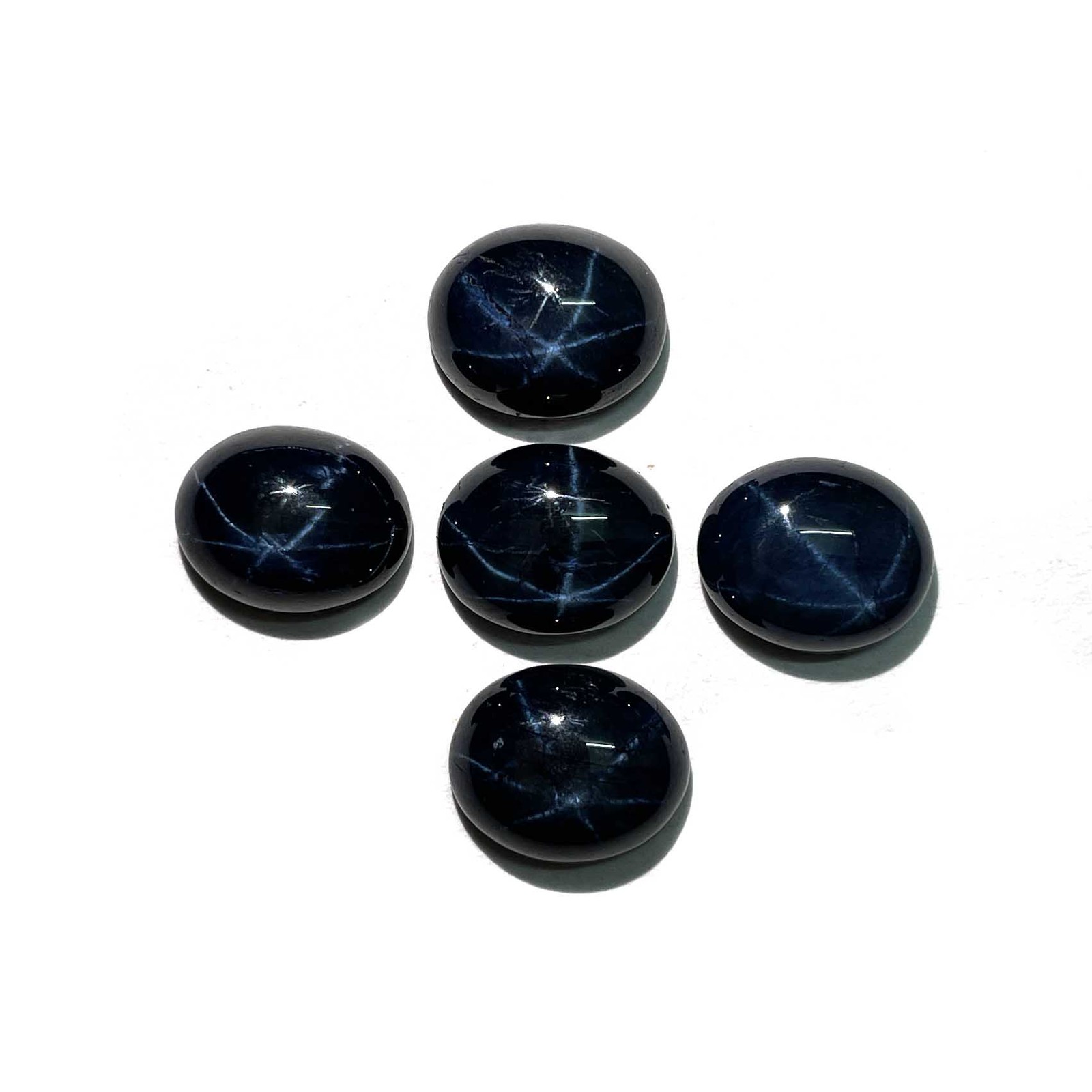 Diffused Star Blue Sapphire Oval Cabochon Loose Gemstone Lot 2 Pcs 9*11 MM 11 CT
