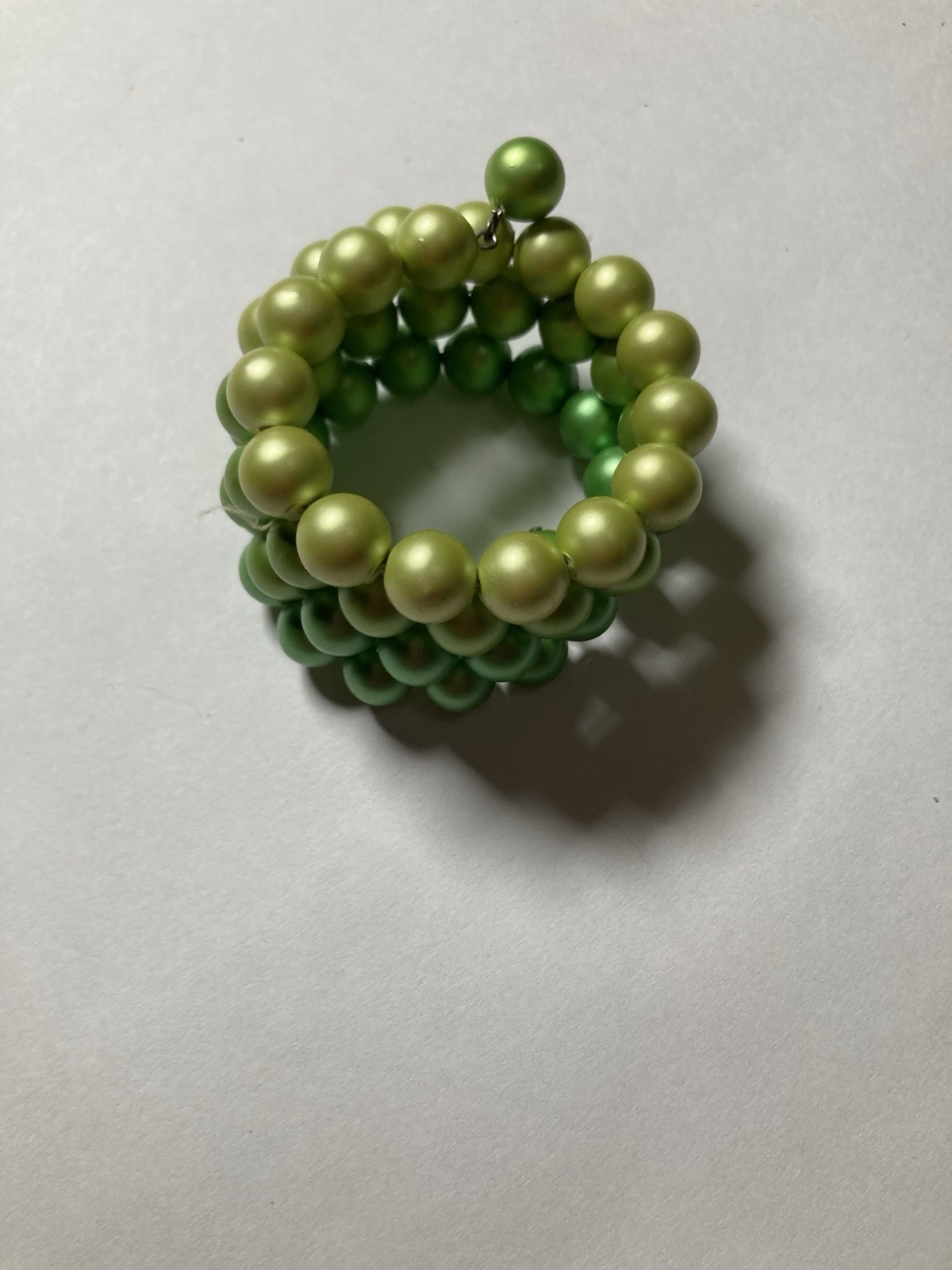 Vintage Green Beaded Wrap Stretch Bracelet Stackable Round Beads Bead Closure