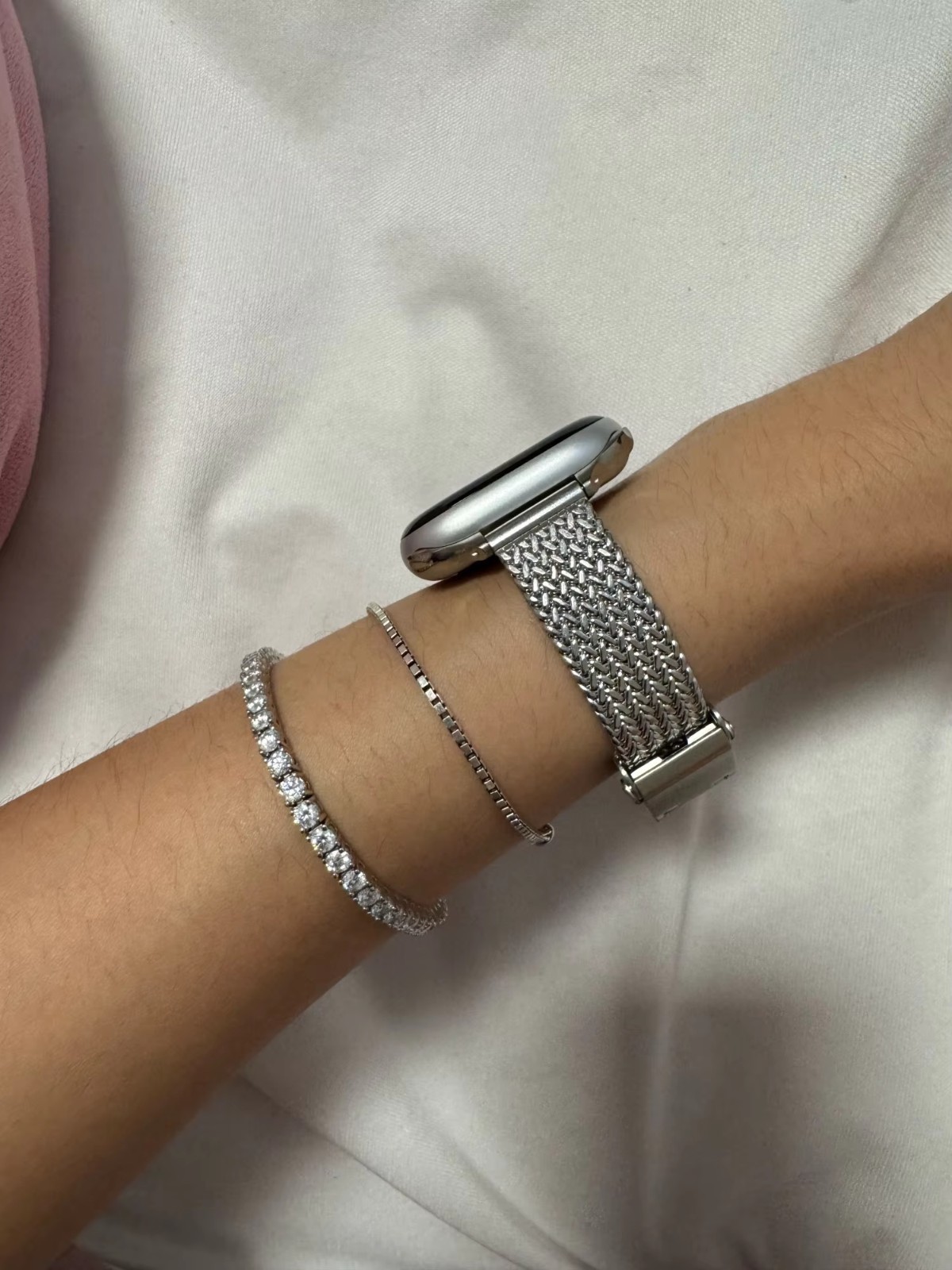 Women Slim Steel Strap Magntic Loop Watch Band 38mm 40mm 41mm 42mm 44mm 45mm
