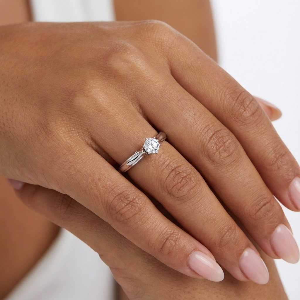 Classic Solitaire Engagement Ring 14K Gold 0.41 CT Round Natural Diamond G SI1