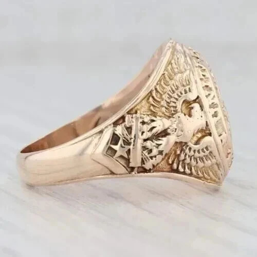 Without Stone Beautiful Men’s US Navy Wedding Ring 14K Yellow Gold Plated Silver