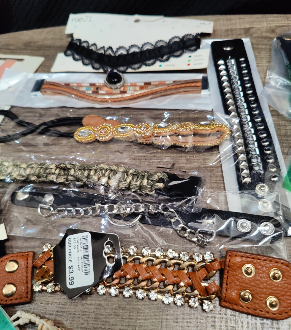 Bulk Jewelry Lot 10+ pc Mixed Choker Bracelets Boho Grunge Y2K Resell Wear