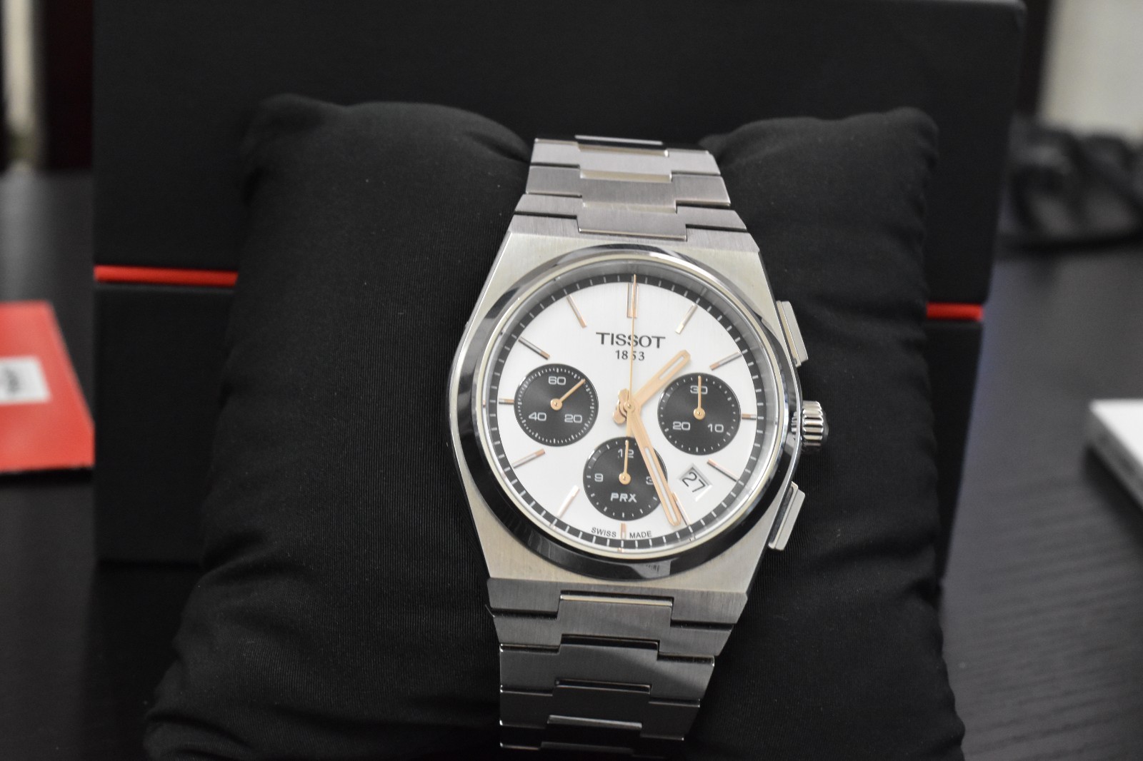 Tissot 1853 PRX Auto Chrono 42mm White Dial Watch w/Box T137.427.11.011.00