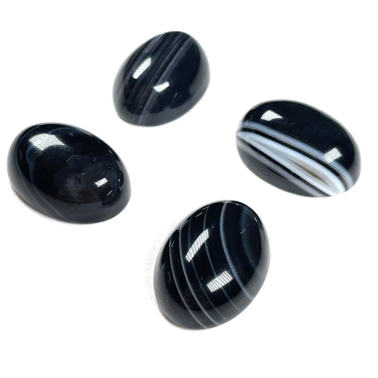 Natural Black Banded Agate Oval Cabochon 6x8mm To 12x16mm Loose Gemstone
