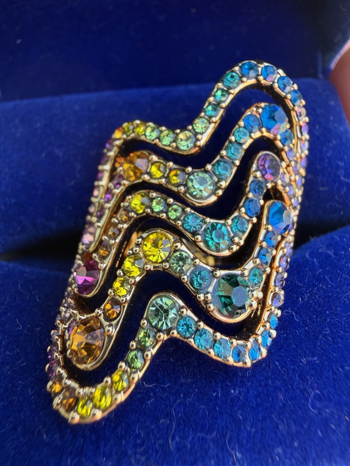 Kurt Geiger Rainbow Wave Cocktail Ring Size 7