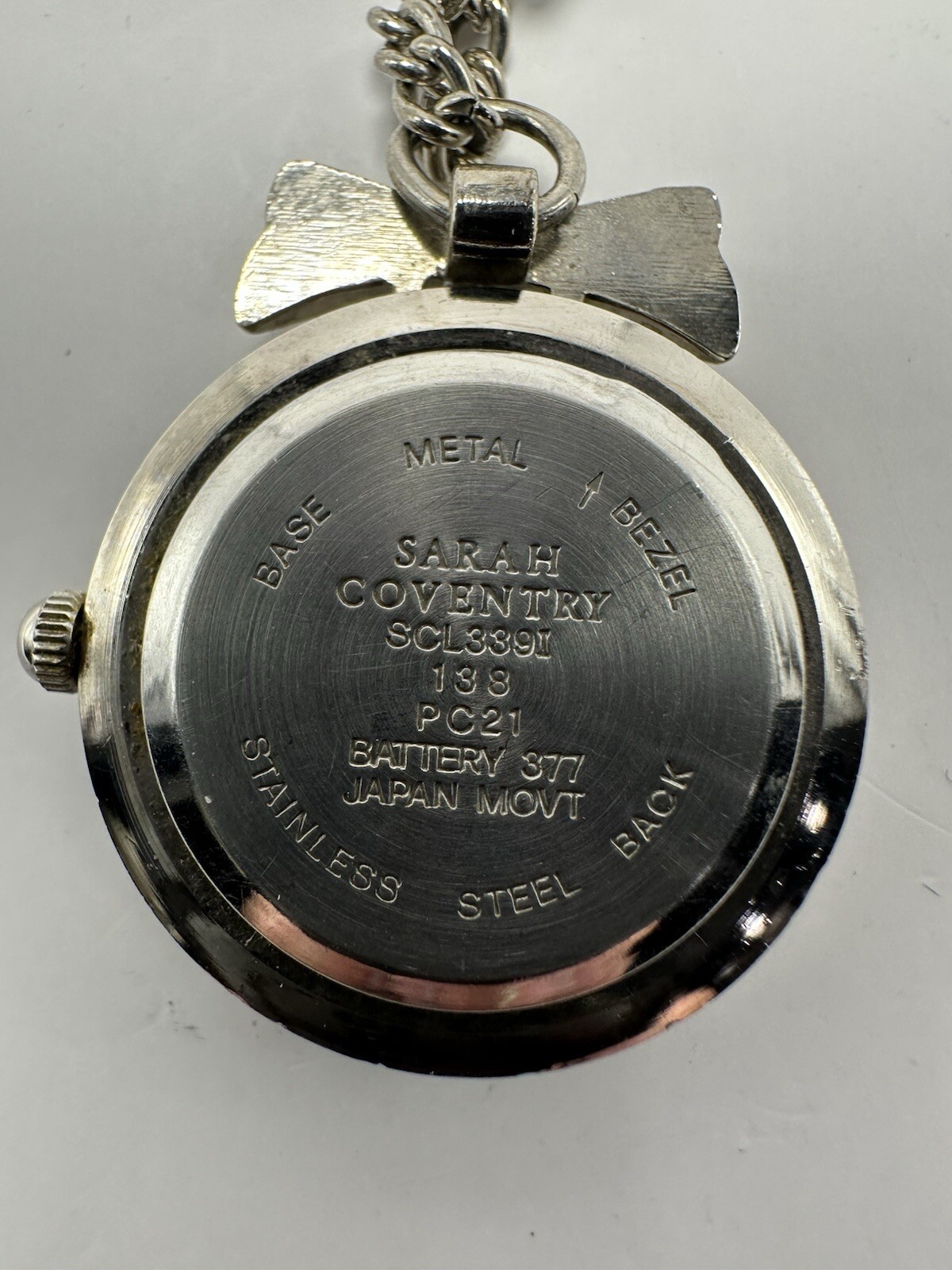 Sarah Coventry Ladies SCL339I Pendant Watch New Battery 26MM Silver Tone B43
