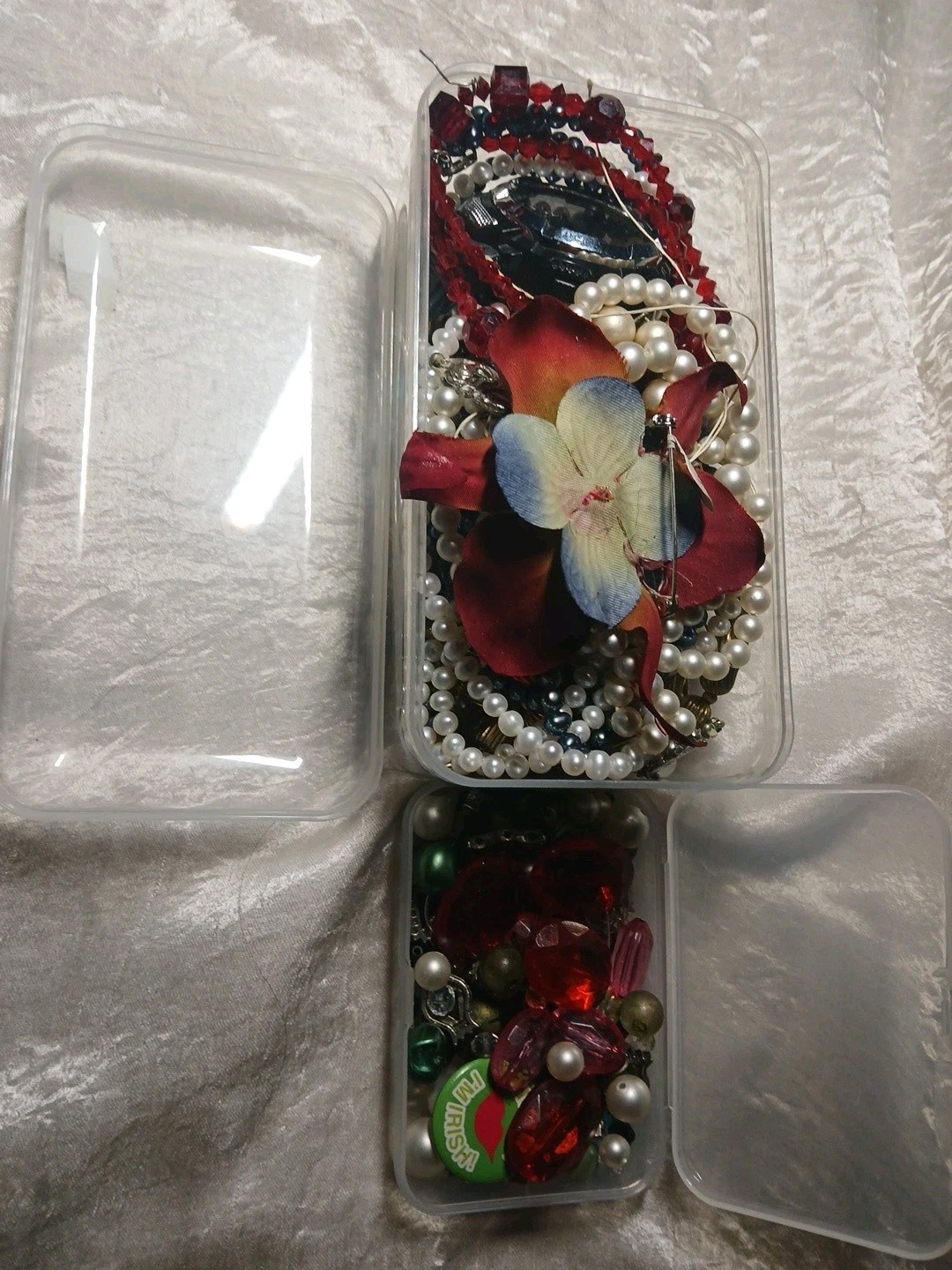 Unsorted Junk Drawer Jewelry Lot Broken Repair Salvage Crafts Pearls Rhinestones