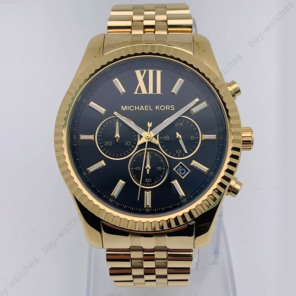 Michael Kors MK8286 Lexington Black Dial Gold Bracelet Formal Men’s Watch