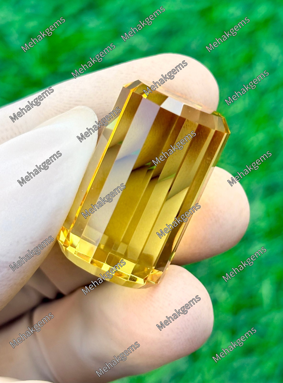 Large 98 Ct Citrine Gemstone, Pendant Size Cube Shape, Golden Yellow , November
