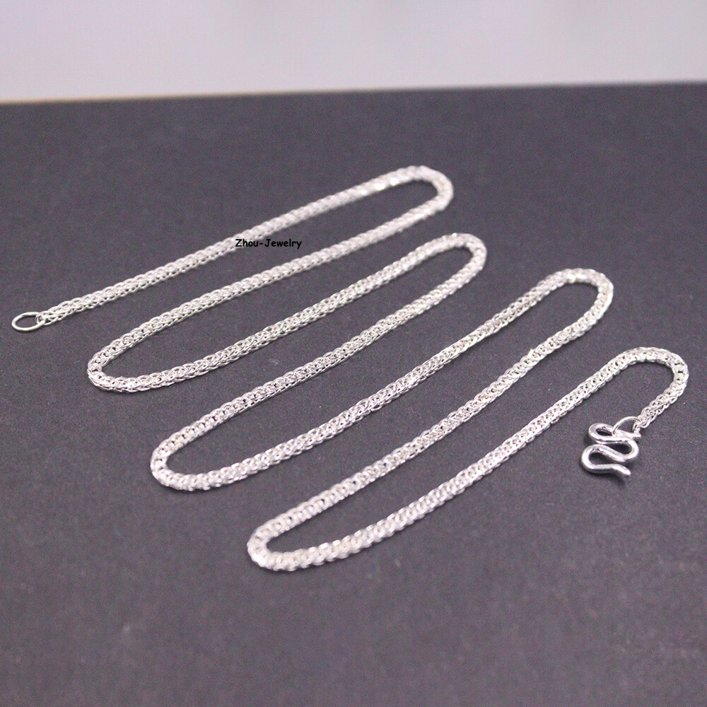 Pure S999 Fine Silver 999 Chain 1.3mm Wheat Link Necklace 4-5g 19.7inch