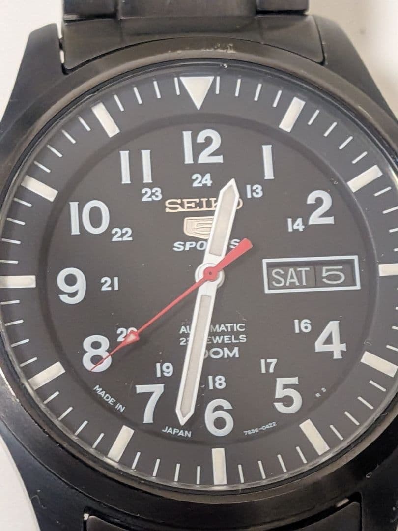 Seiko 5 Sport SNZG13K1 7S36-03J0 Military Automatic Watch Black 42mm Day Date JP