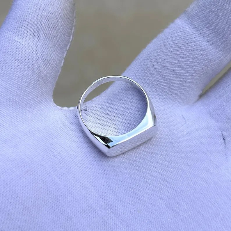 Classic Men’s Plain 925 Sterling Silver Ring, Minimalist Smooth Band Biker Ring