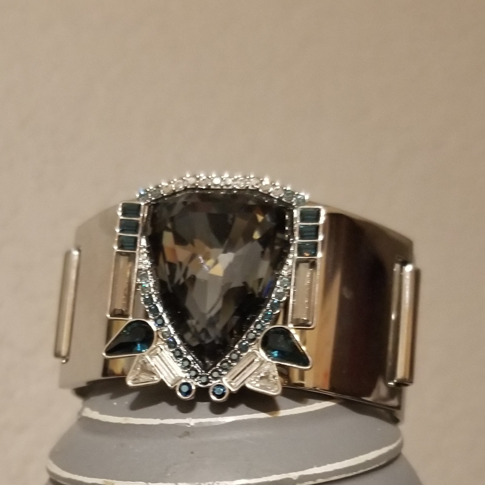 Swarovski Palladium Shogun Plated Bracelet Bangle Smokey Blue White Vintage
