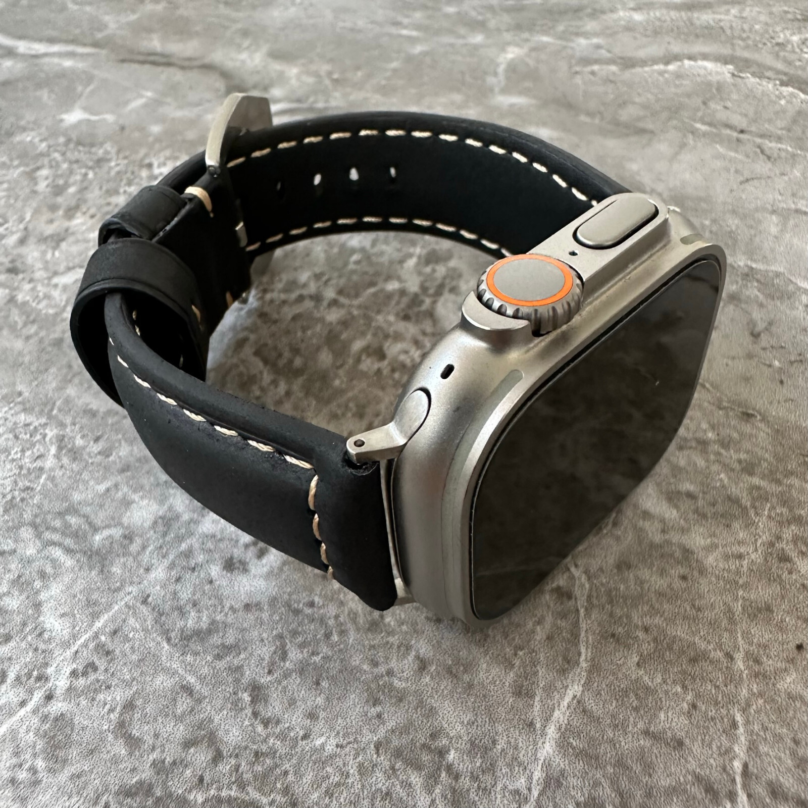 Black Suede Padded Leather Watch Strap Band For NEW Apple Watch Ultra 1 2 49mm