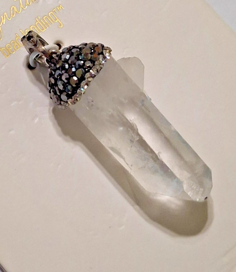 Signature Bead Landing Pendant Semi-precious Agate Stone Silver Tone Clasp New