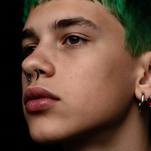 Single Flare Glass Ear Gauges Stretching Kits 2PCS C-Shape Septum 6mm Black