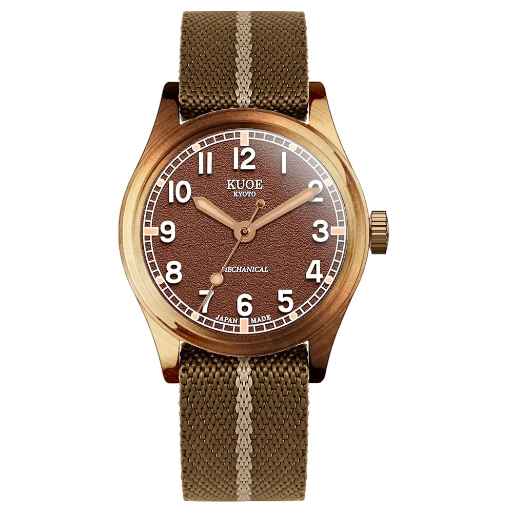 KUOE Kyoto Old Smith 90 002 Bronze Automatic 35mm Brown Dial NH38A Sapphire