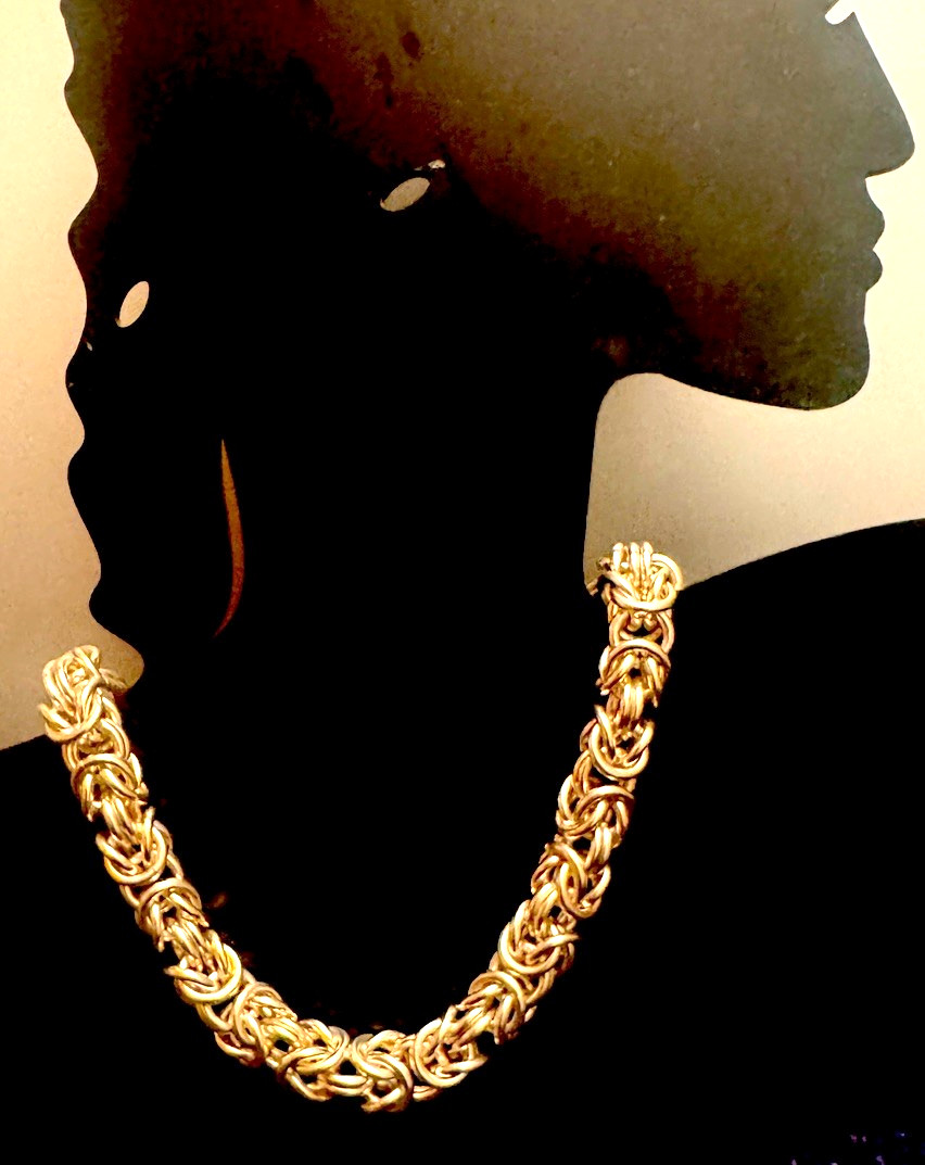 Solid 925 Silver special hand made Necklace 50cm Length 10mm Width