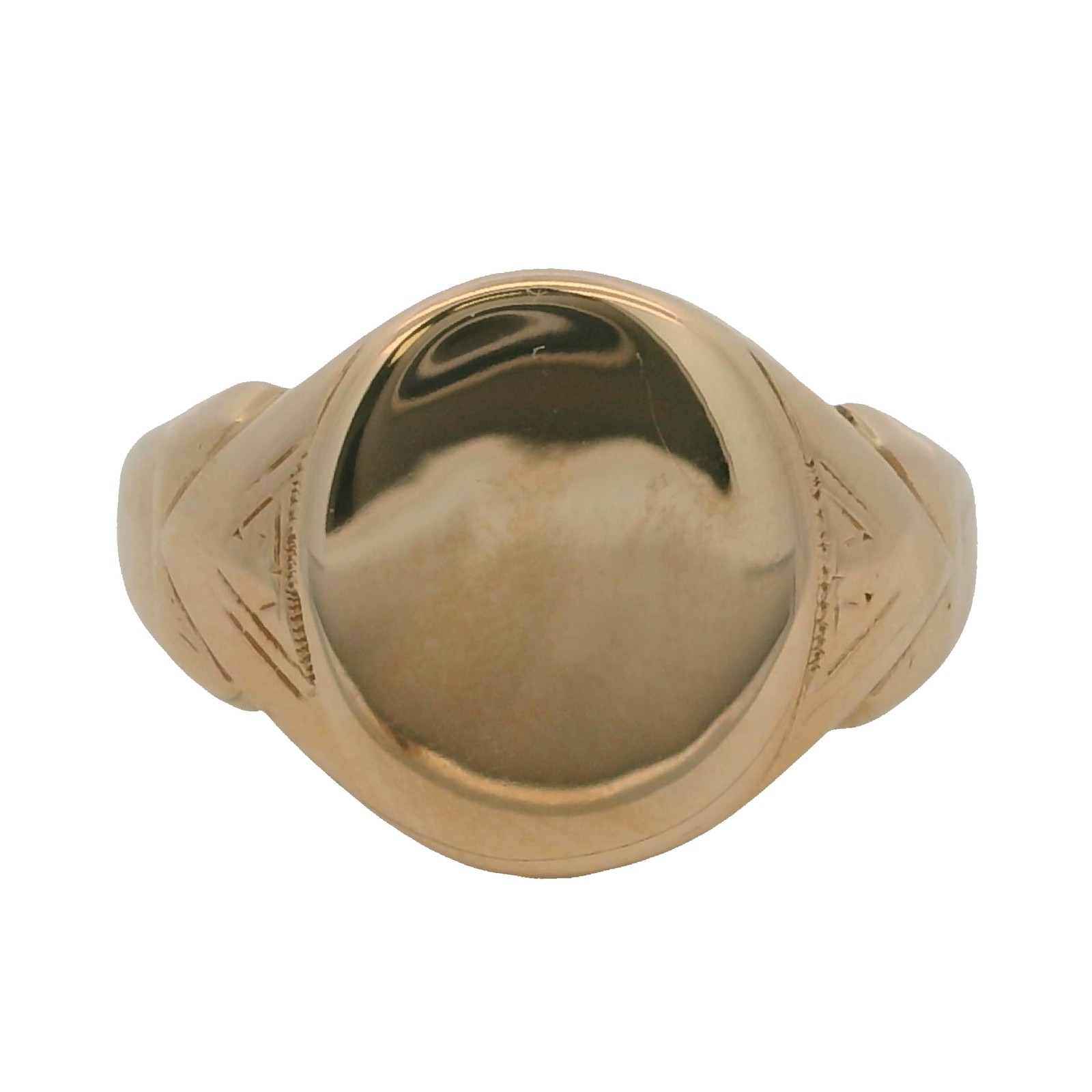 Vintage Larter & Sons 1949 Mid-Century 14kt Yellow Gold Wide Blank Signet Ring