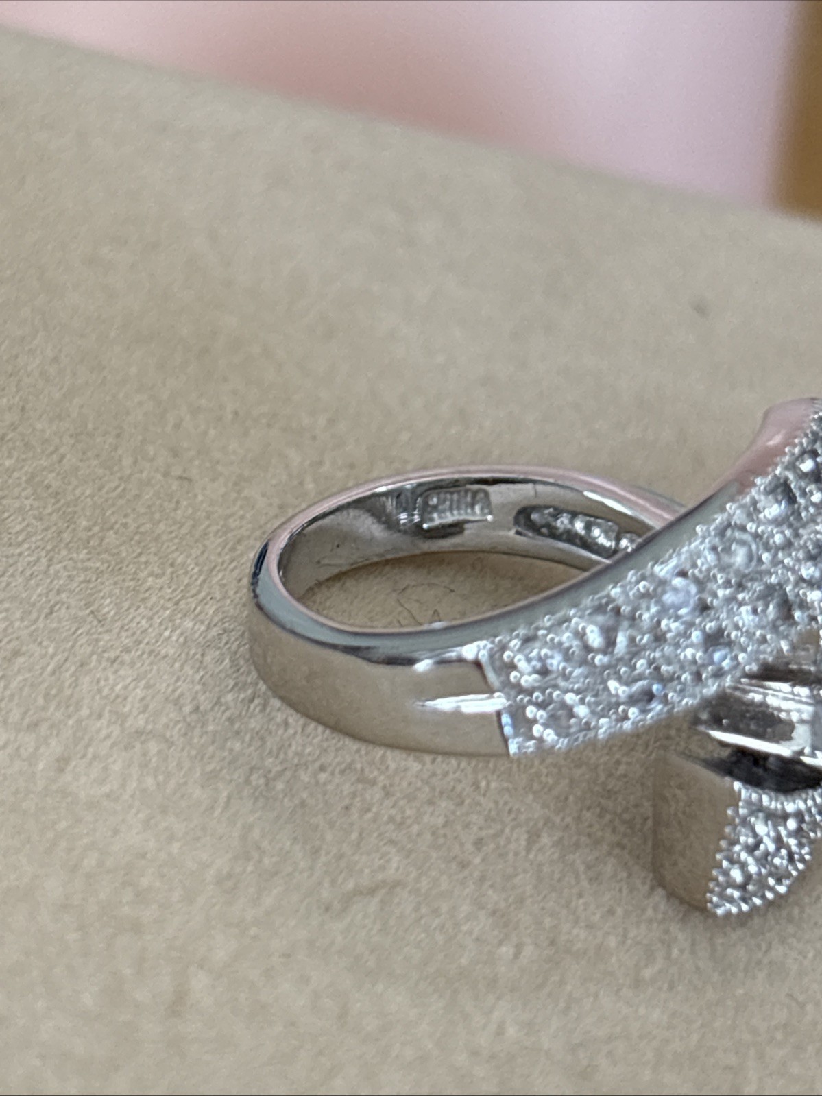 Sterling Silver Palladium Cubic Zirconia Bold Shooting Star Ring Size 6