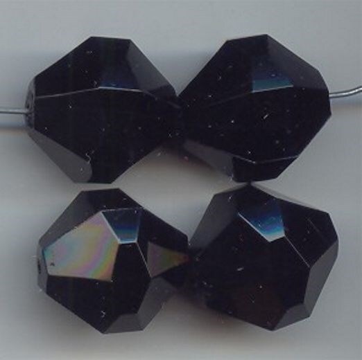 6 VINTAGE JET BLACK ACRYLIC 21mm. FACETED BEADS 6041