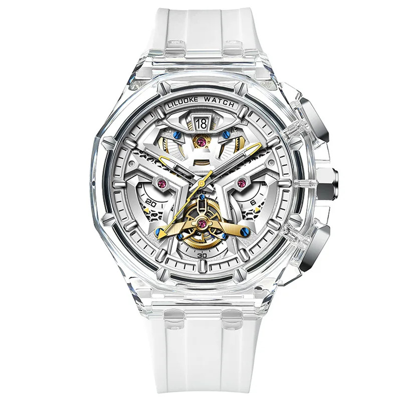 Men’s Transparent Case Watch Night Glow Fashion Sports Waterproof Casual