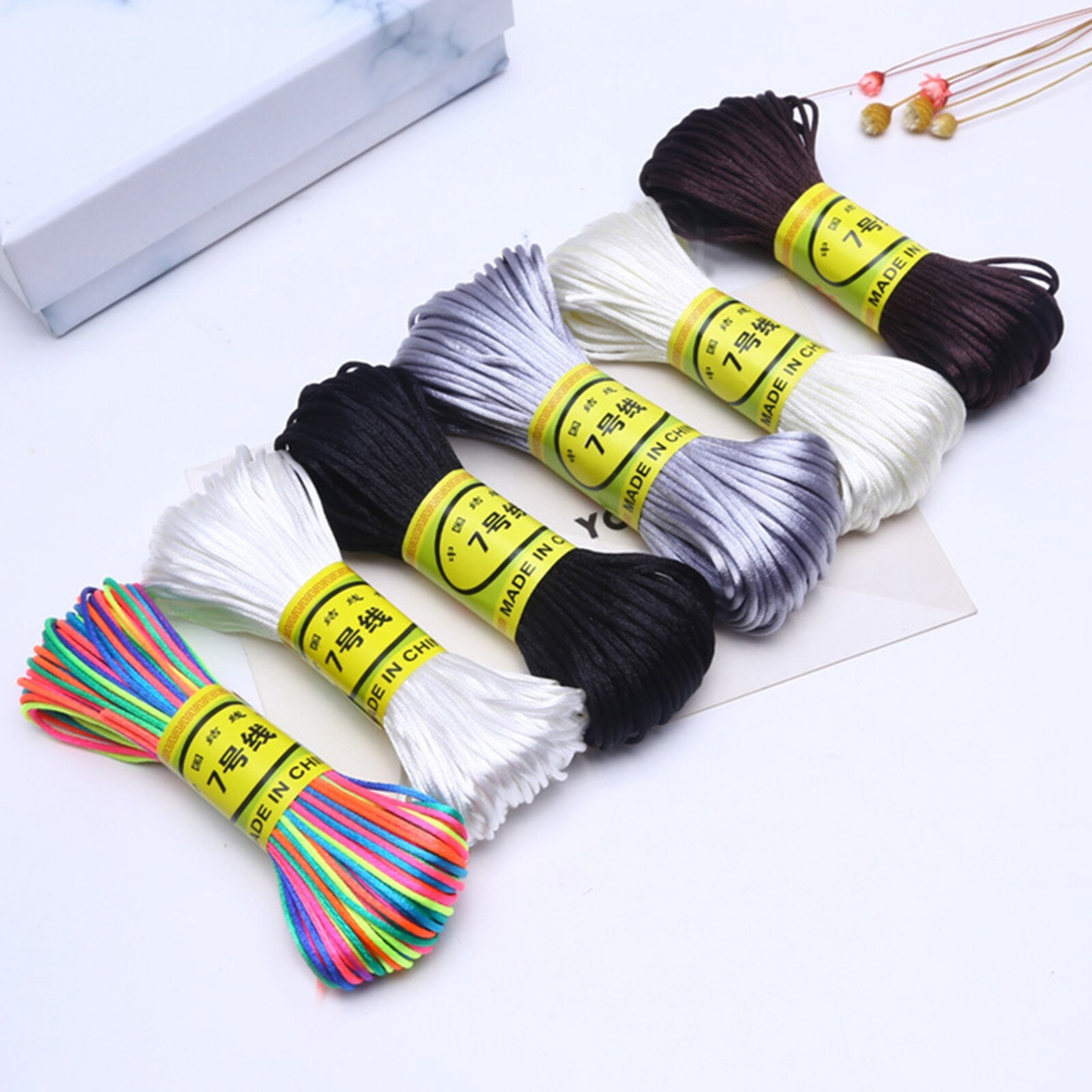 40 Meter 1.5mm Braided Macrame Satin Silk Cord Chinese Knot Nylon Rattail Thread