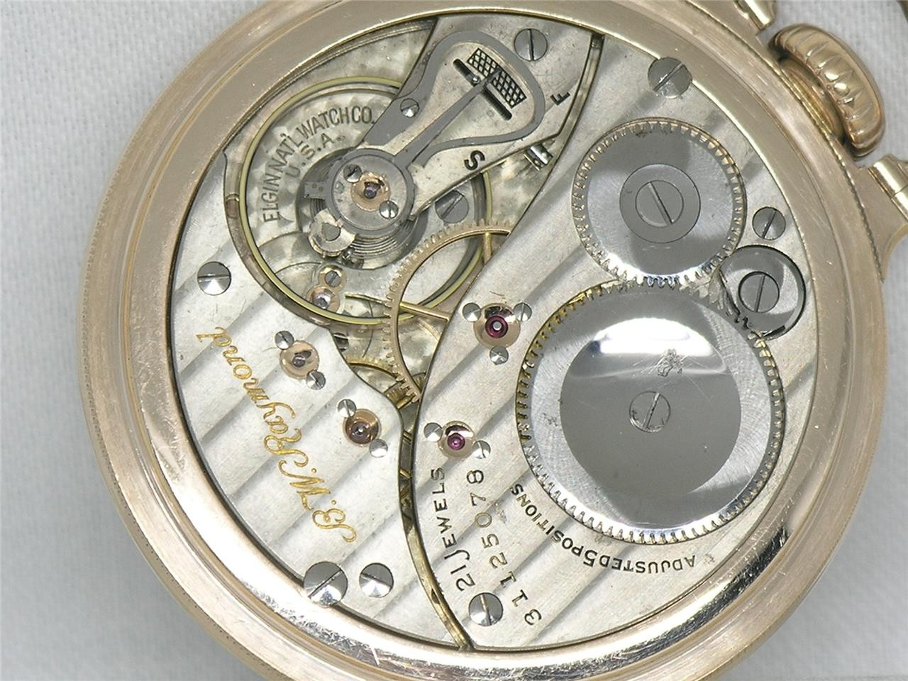 ELGIN 16S 21 JEWEL BW RAYMOND 10K GF SIGNED GRADE 478 RAILROAD WATCH, RUNNING!