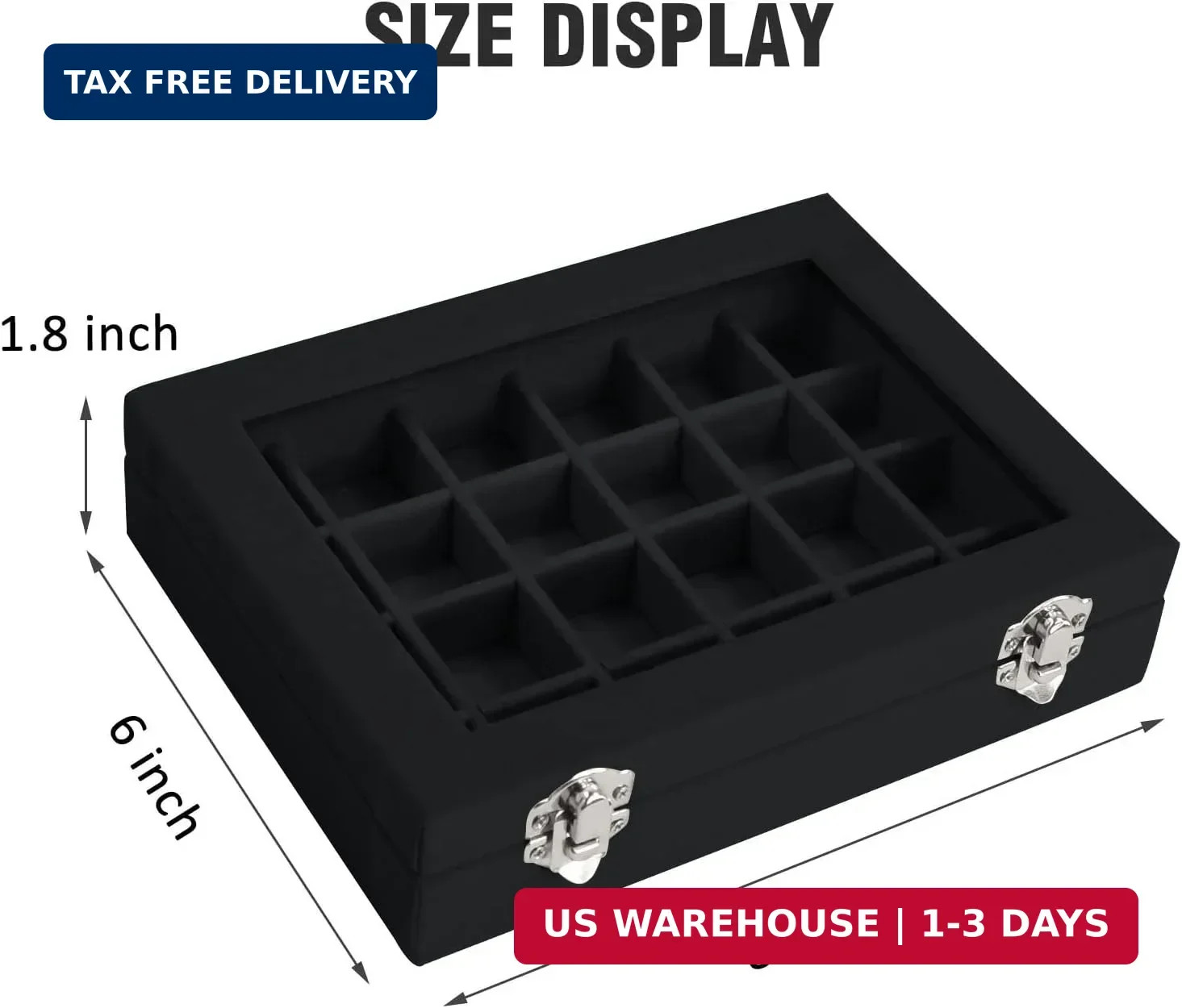 Velvet Jewelry Box 24 Grid Jewelry Ring Display Organiser Box Tray Holder Earrin