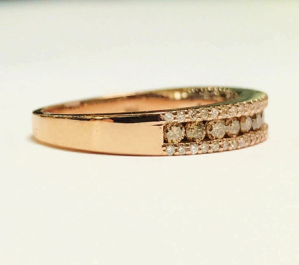 1.50 Ct Round Cut Simulated Diamond Anniversary Band Ring 14K Rose Gold Plated