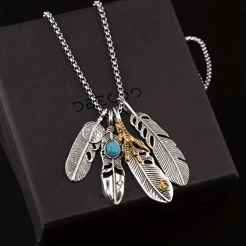 Fashion Punk Hip Hop Feather Eagle Claw Pendant Necklace Men Women Gift Silvery