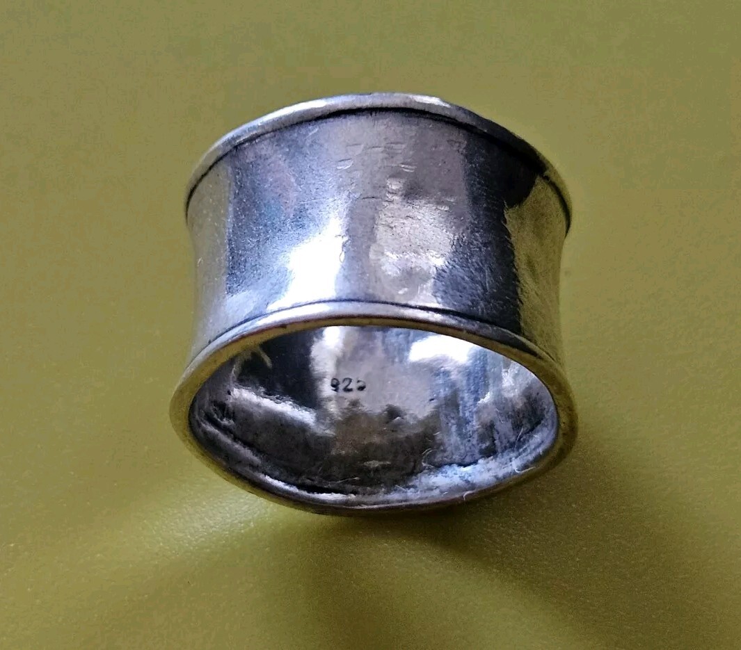 Didae Stamped 925 Sterling Silver Hammered Wave Wide Band Ring Size 7 Israeli