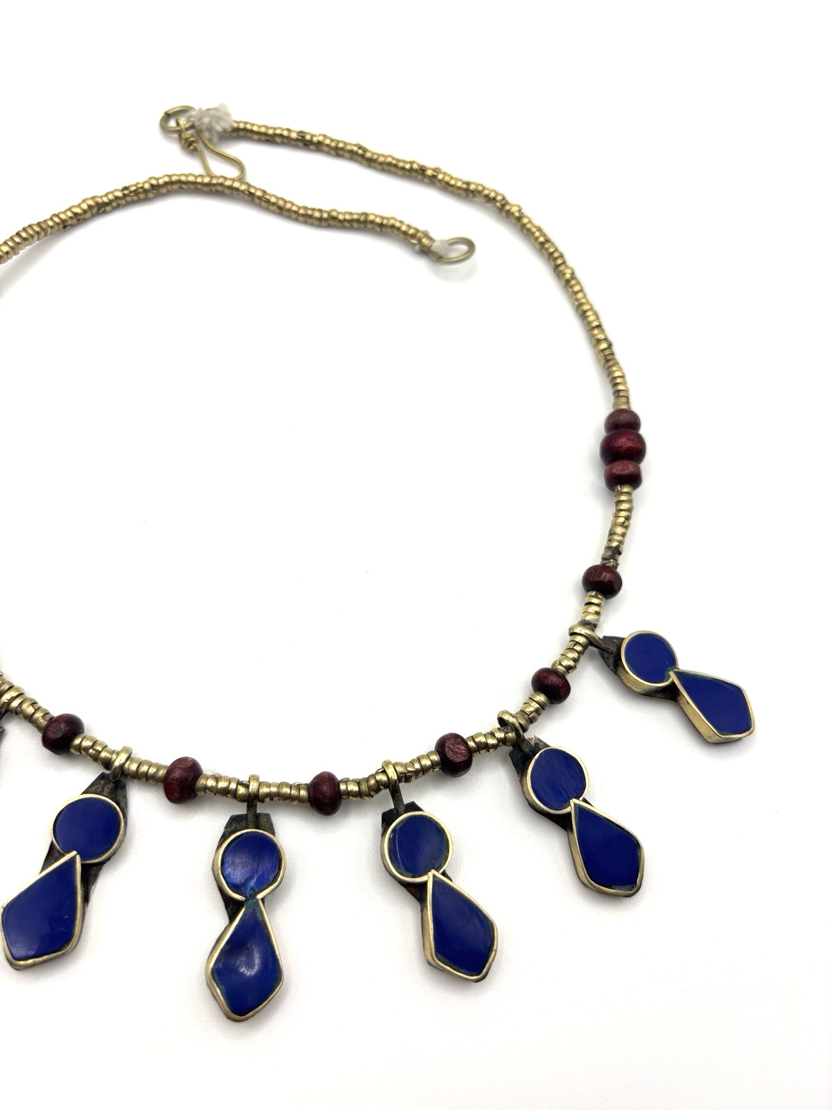 Egyptian Revival necklace with blue enamel pendants – 51cm, 30.7g
