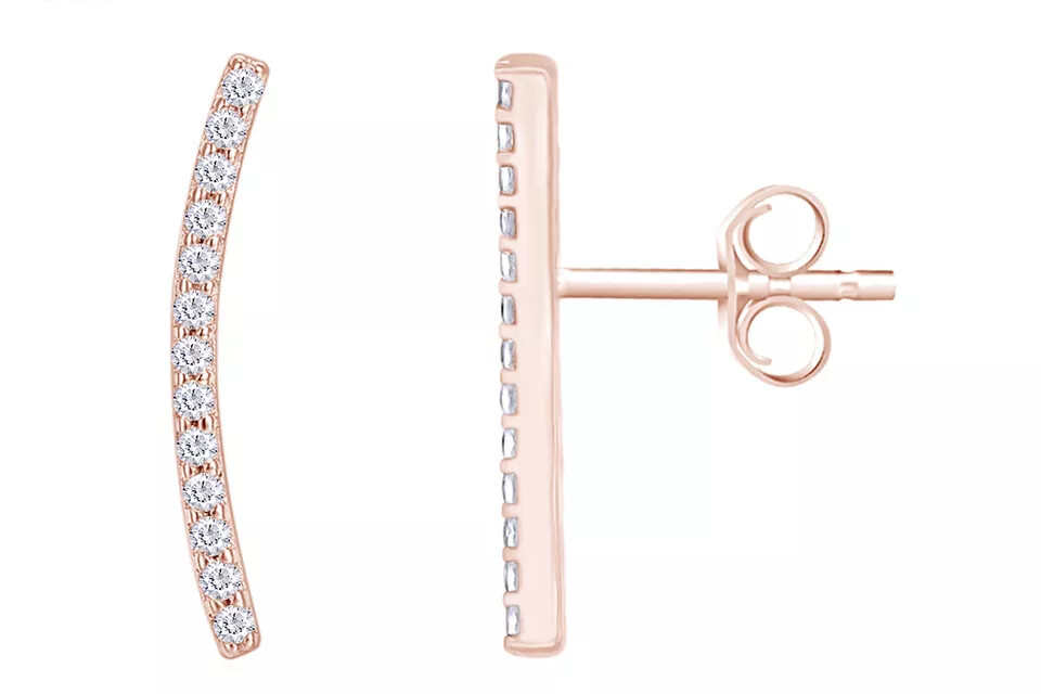 1/5ct Round Moissanite Ear Crawler Cuff Jacket Climber Earrings Sterling Silver