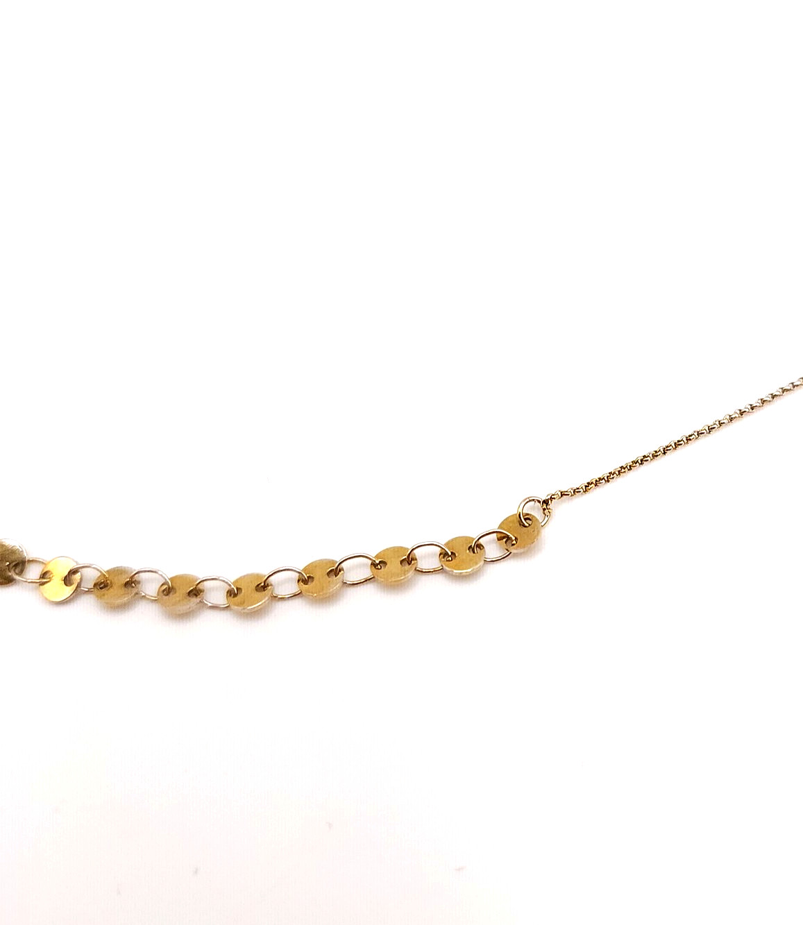 Gold Tone Disc Station Necklace Minimalist Coin Layering Chain 16-18in