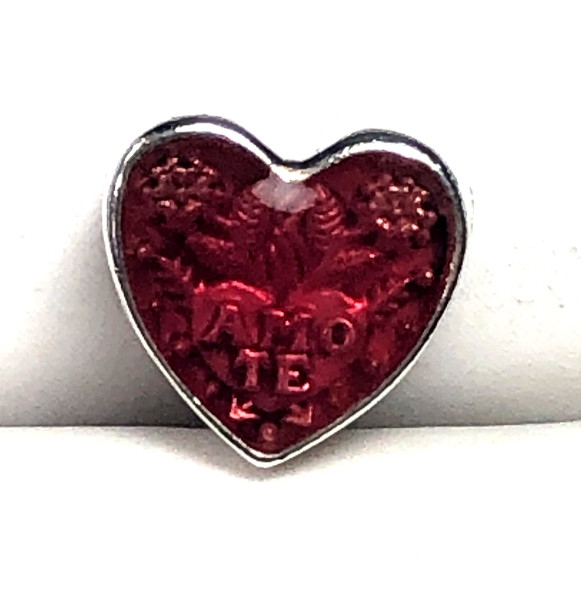 Authentic PANDORA Red Enamel AMO TE LATIN LOVE HEART Charm #792048EN117