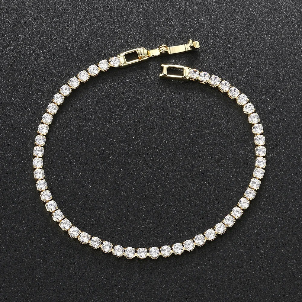 2.5mm AAA+ Cubic Zirconia Tennis Bracelet 17cm Rose Gold Silver Plated Women