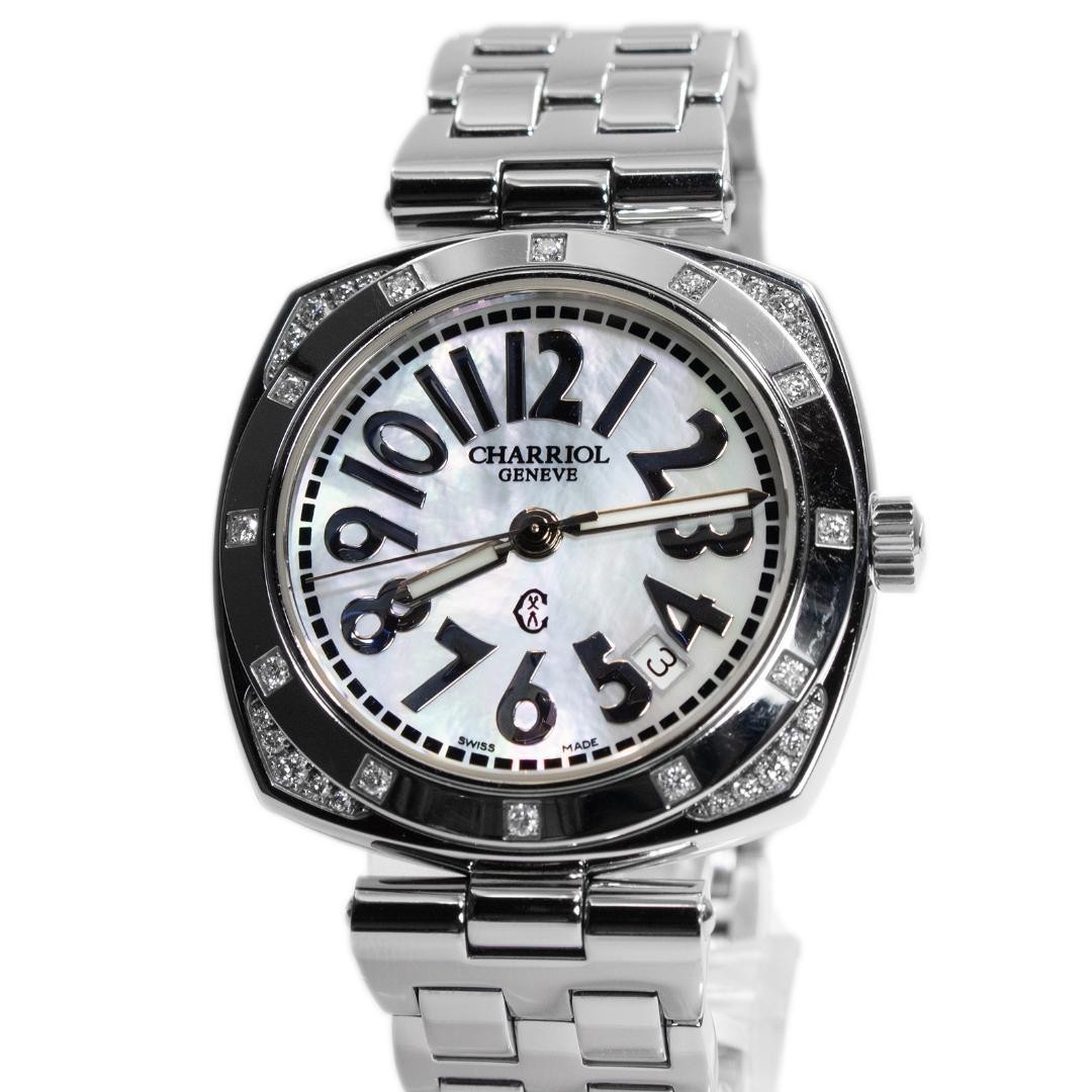 Chariol Men’s Watch Limited to 300 White Shell Dial Diamond C Logo
