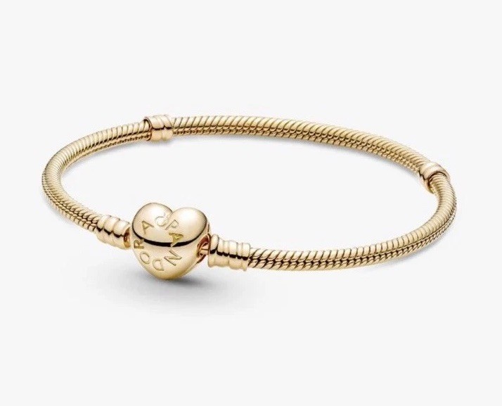 Pandora Moments Solid 14K Yellow Gold Heart Clasp Bracelet 559522C00 7.1 in 18cm