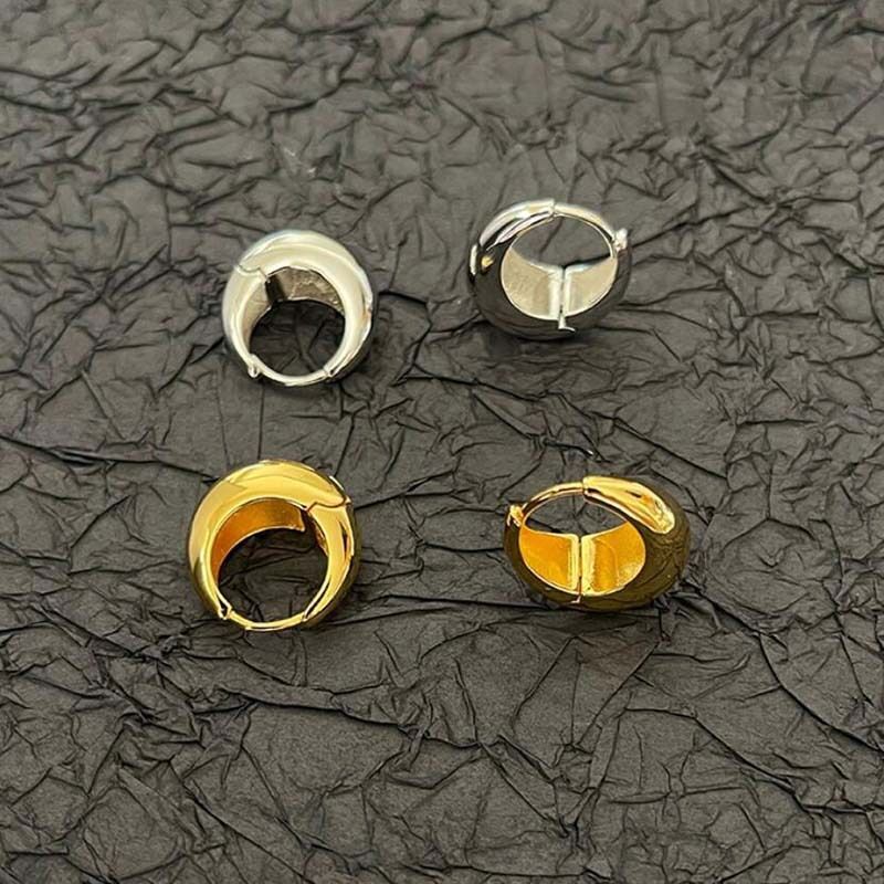 Classic Fashion Woman 14K Gold Plated Round Hoop Huggie Earring Clip